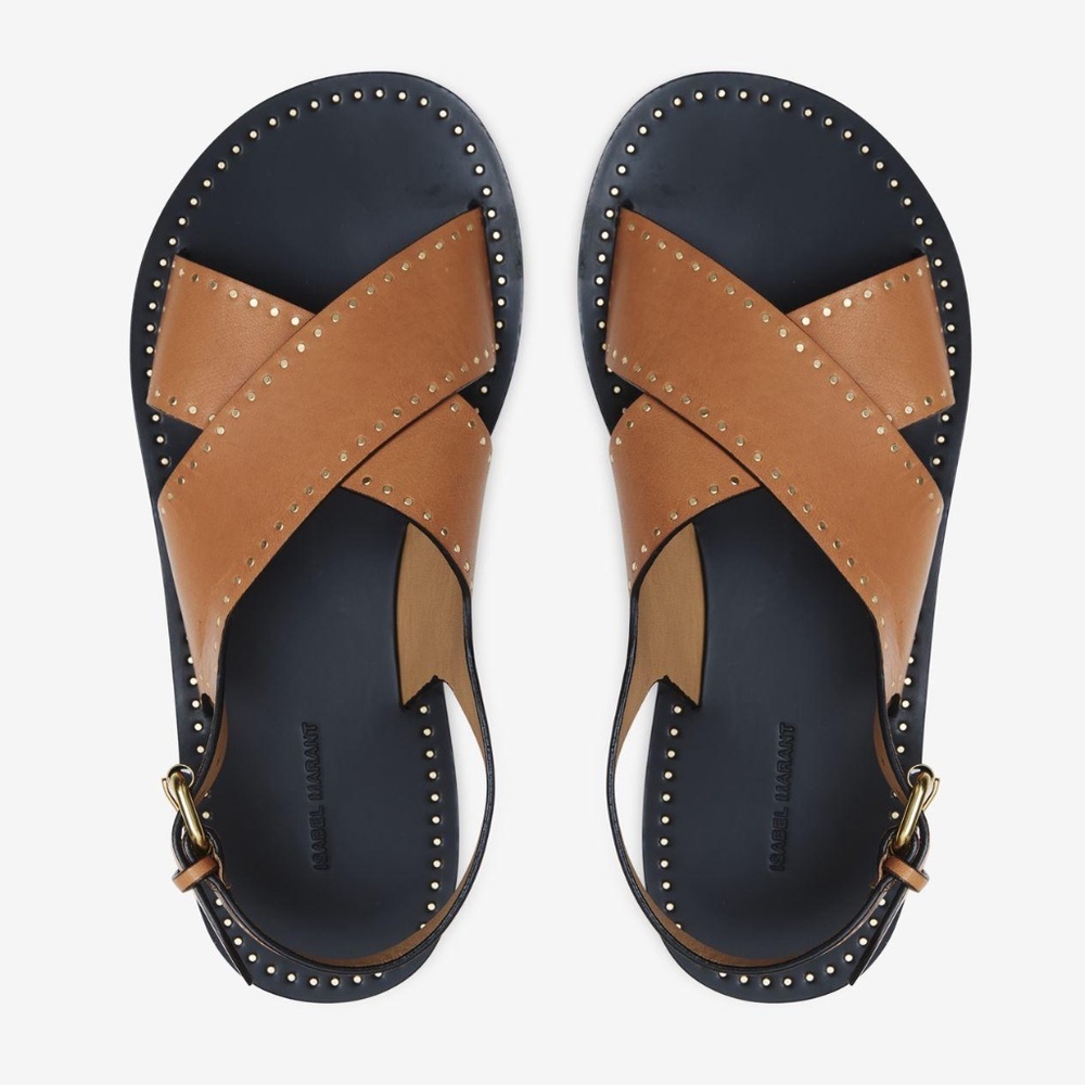 NWT Isabel Marant - Jane Calfskin Crossband Slingback Sandals - Brown NWT